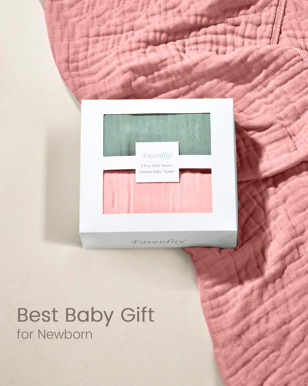 FAVERDIIY gift-ready newborn hooded towel set for baby showers