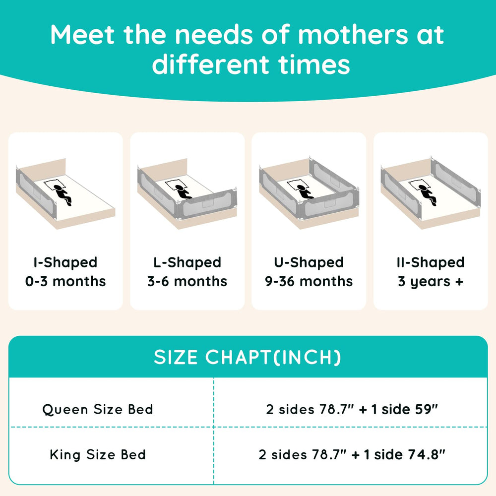 FAVIRZCE no-gap bed rail fits mattresses up to 12.2 inches