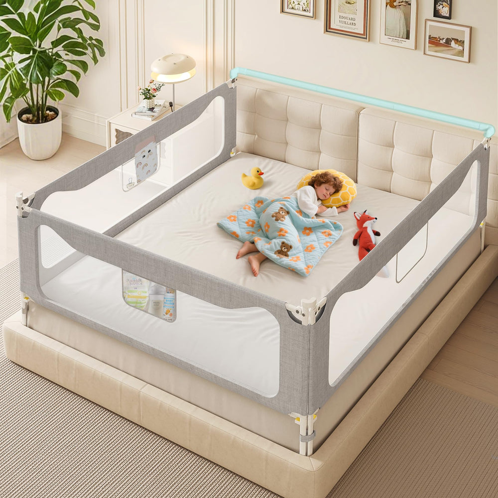 FAVIRZCE queen bed rail three-side guard assembled for secure sleep