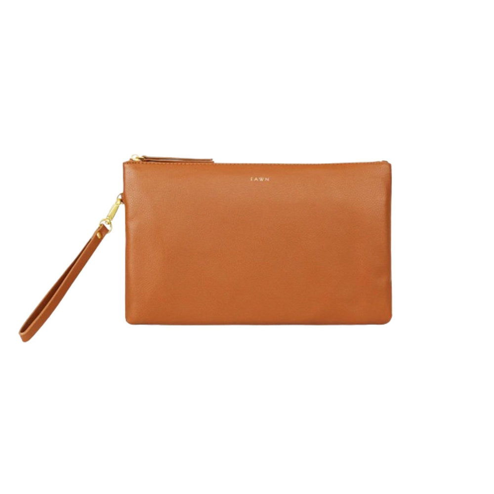 FAWN DESIGN The Changing Clutch exterior in matte vegan leather, durable and stylish.