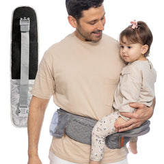 FAWNEST baby hip seat carrier shows ergonomic design for comfortable front carry.
