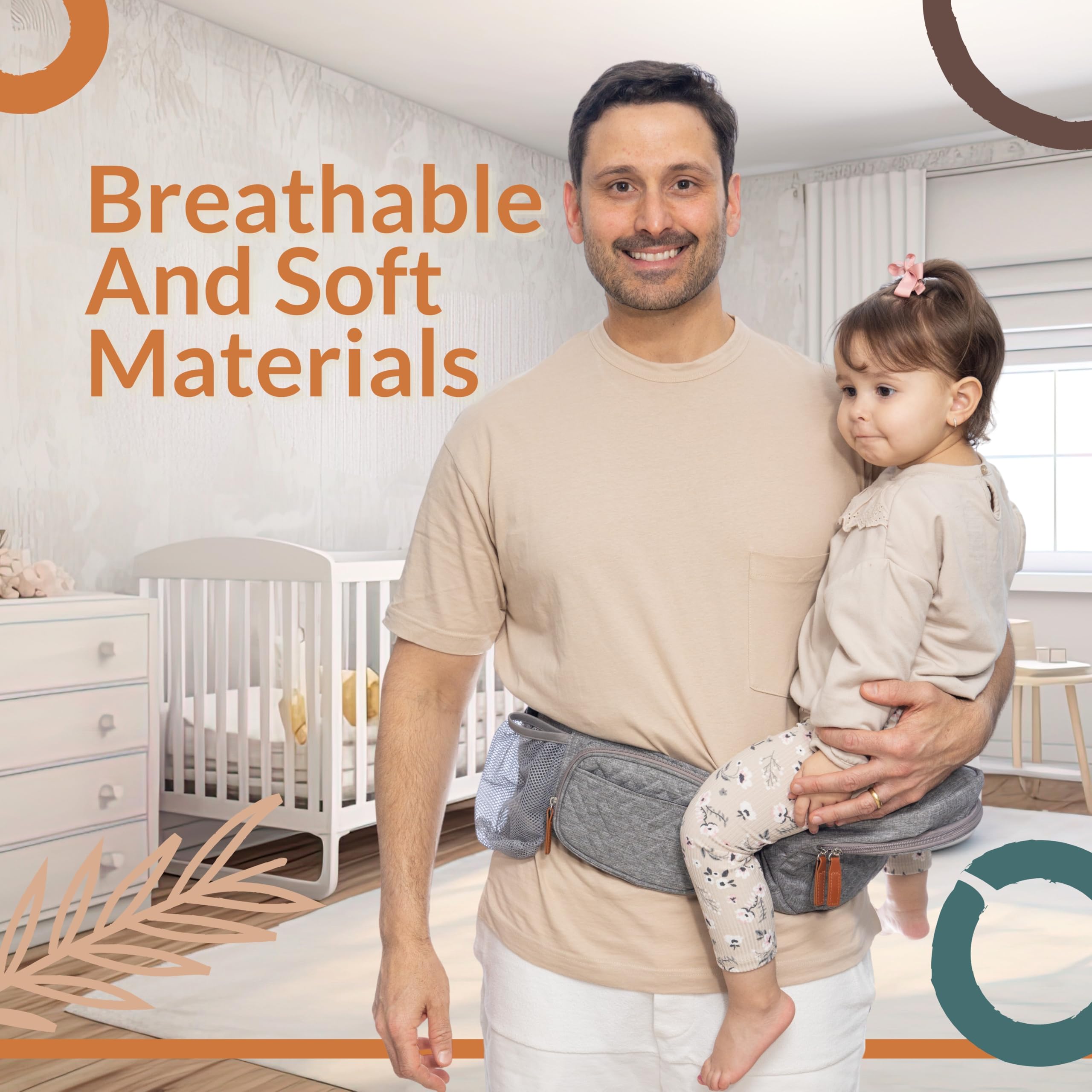 FAWNEST multiple storage pockets keep diapers, wipes, keys, and phone handy.