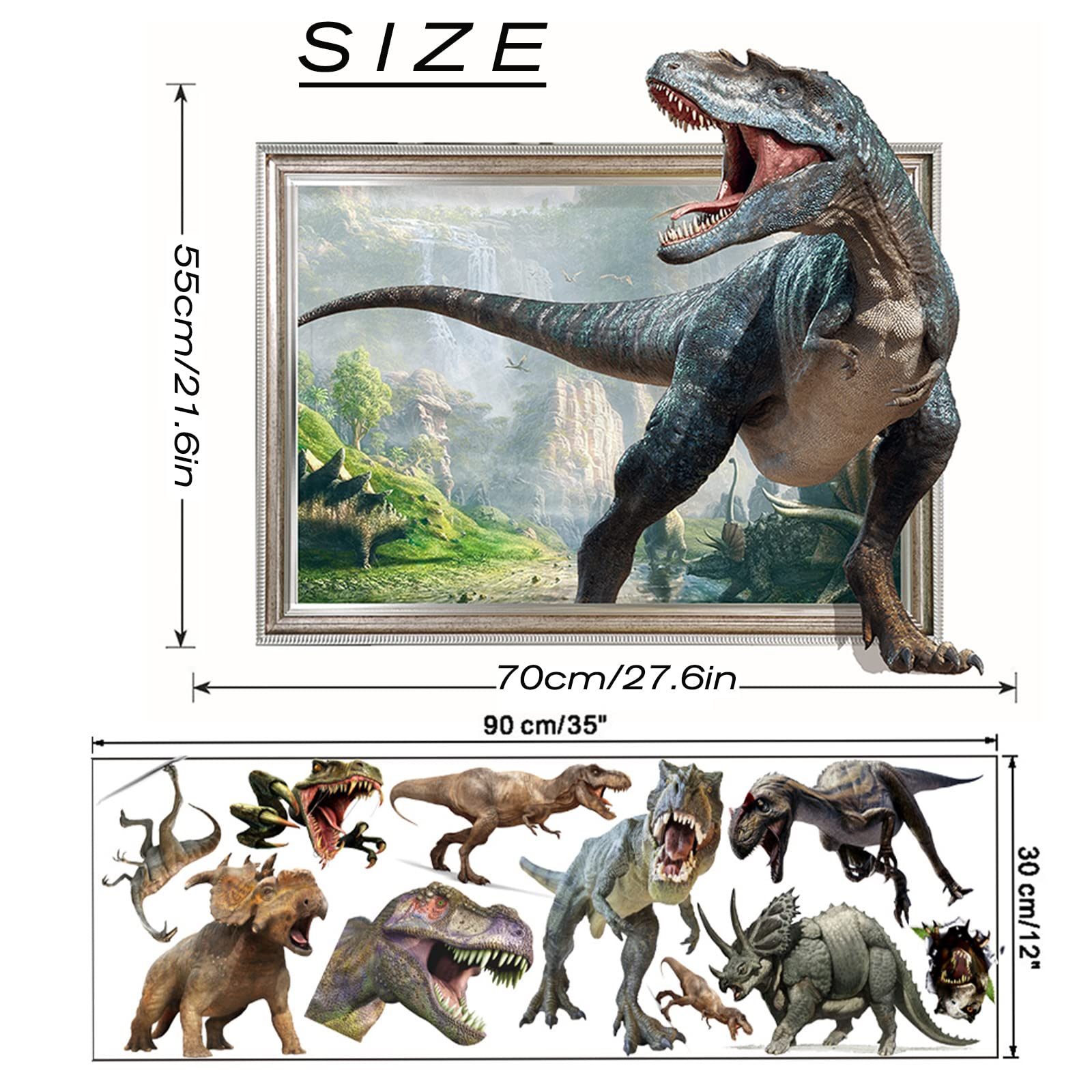 FAYYGYH large 90x30 cm dinosaur decals for bold wall decoration.