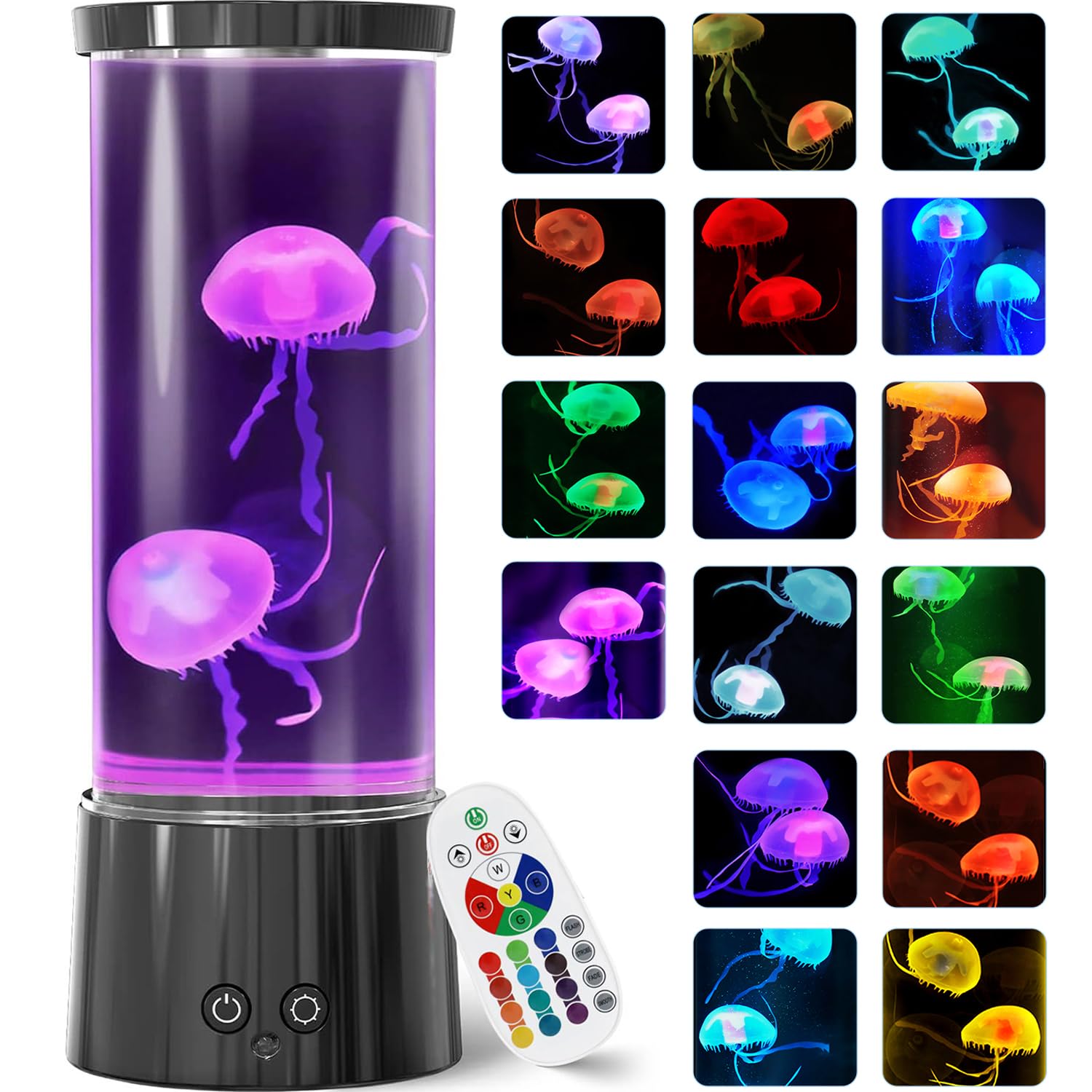 FBSPORT Jellyfish Lamp with remote and 17 color options for customizable ambiance.
