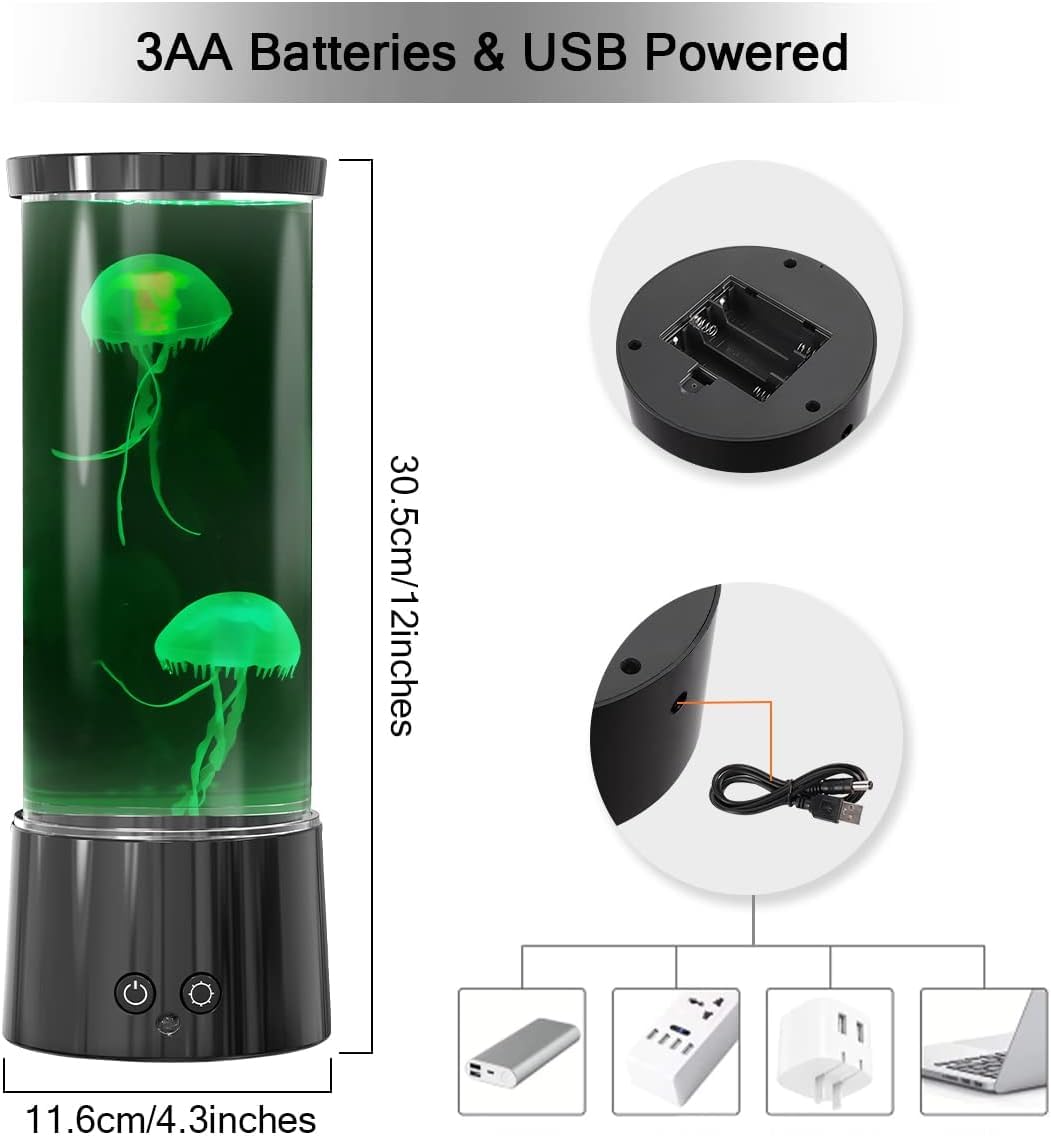 FBSPORT Jellyfish Lamp showcases free-floating faux jellyfish for calming decor.
