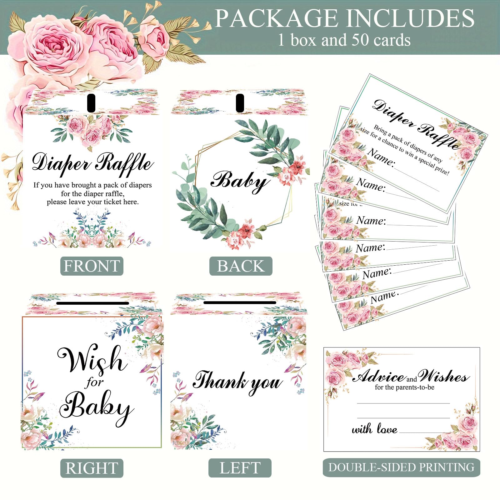 FCDECOR advice cards alongside raffle tickets offer warm messages