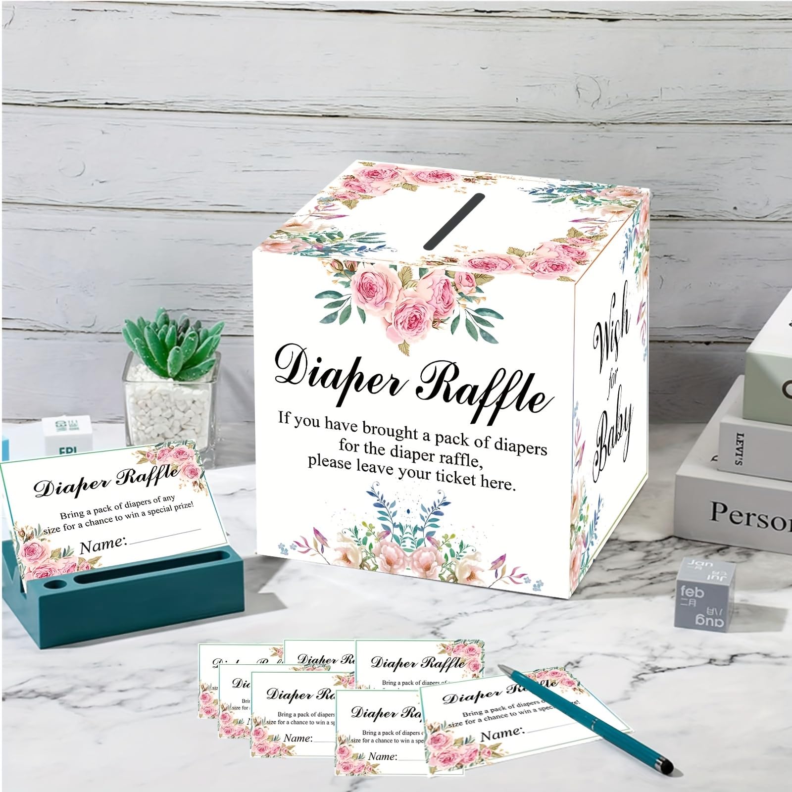 FCDECOR baby shower decor with sage green box accents