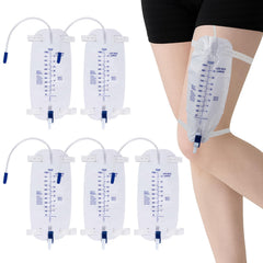 FDFuZhao 5-pack 1000ml leg bags for discreet wear during daily activities.