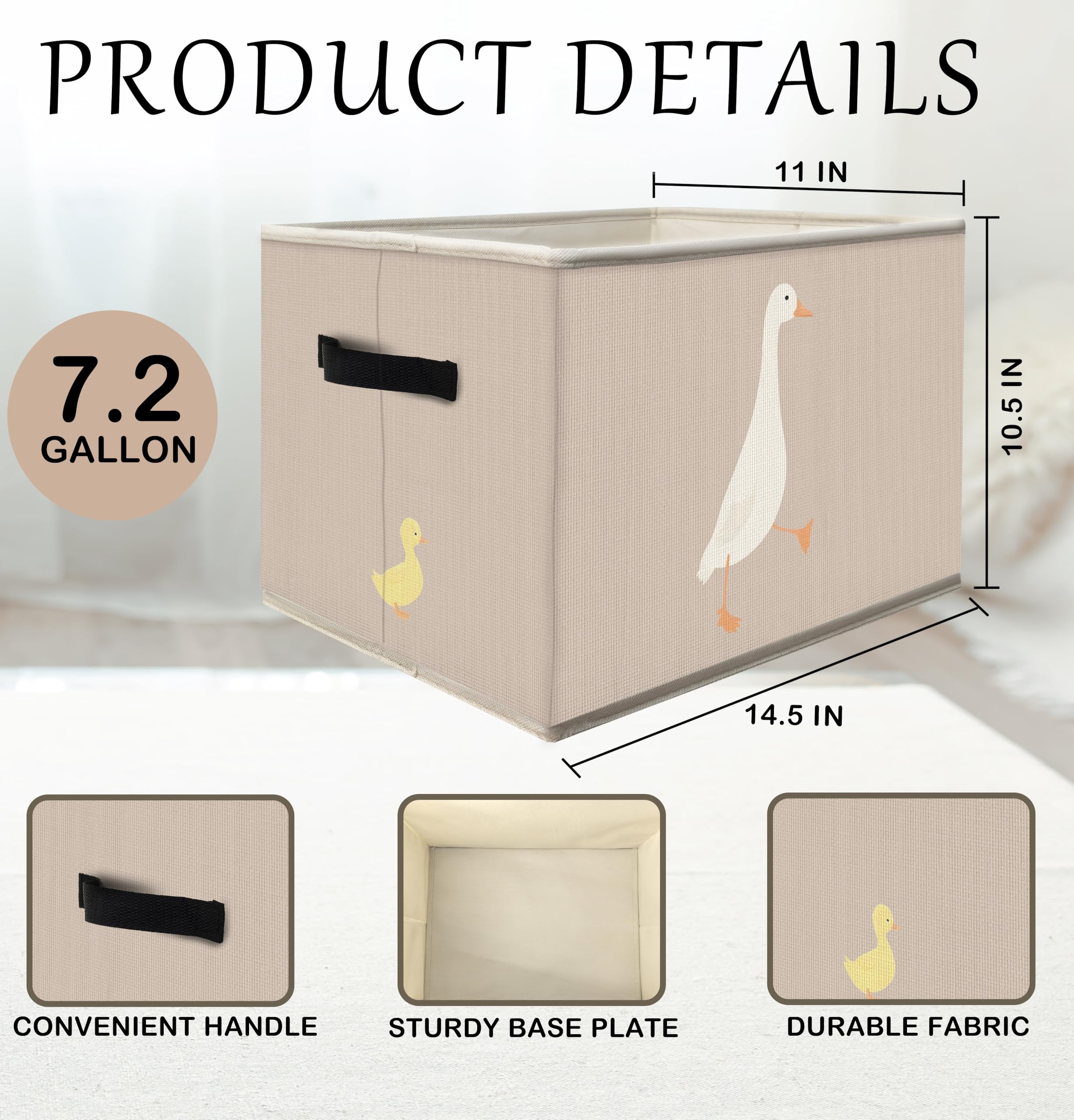 FDHSPAAM Duck-pattern decorative bin on a shelf for organization.