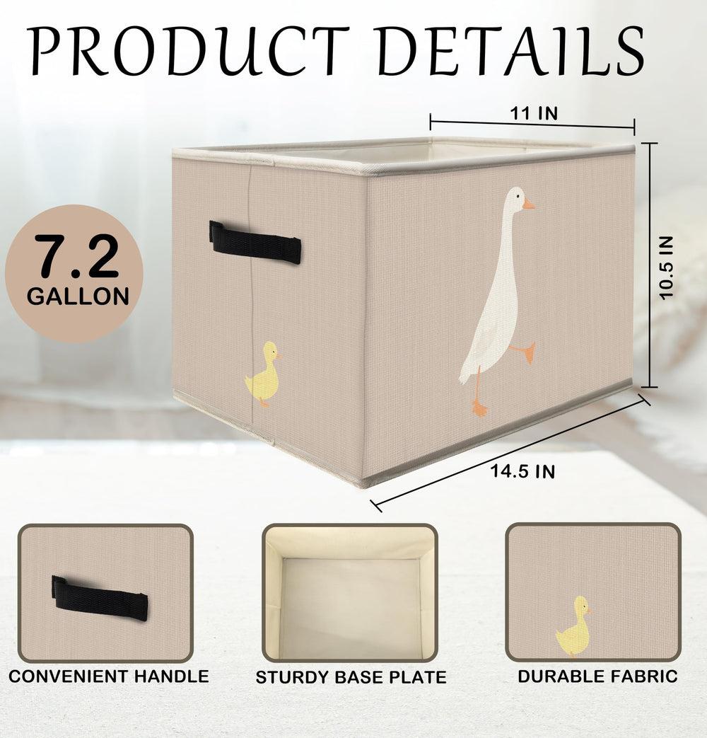 FDHSPAAM Duck-pattern decorative bin on a shelf for organization.