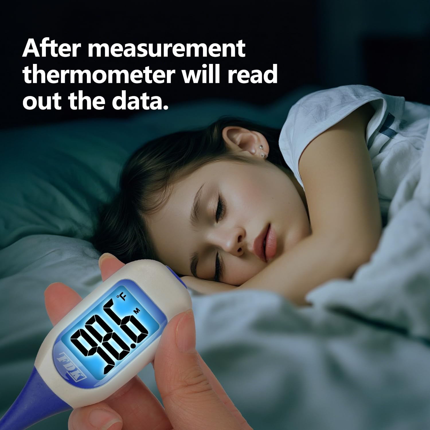 FDK thermometer suitable for adults and children in everyday use.