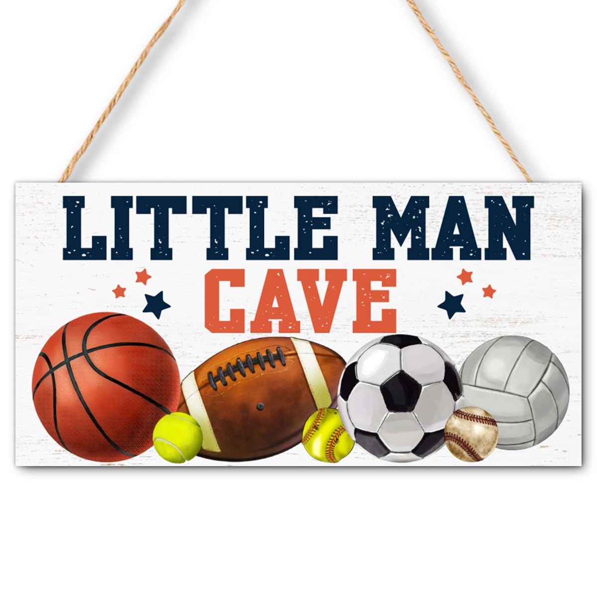 FDLLUS Sports Little Man Cave Sign front view with vibrant UV print for playrooms.