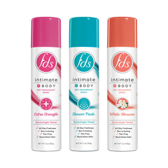 FDS Intimate Deodorant Spray Shower Fresh bottle ready for all-day freshness.