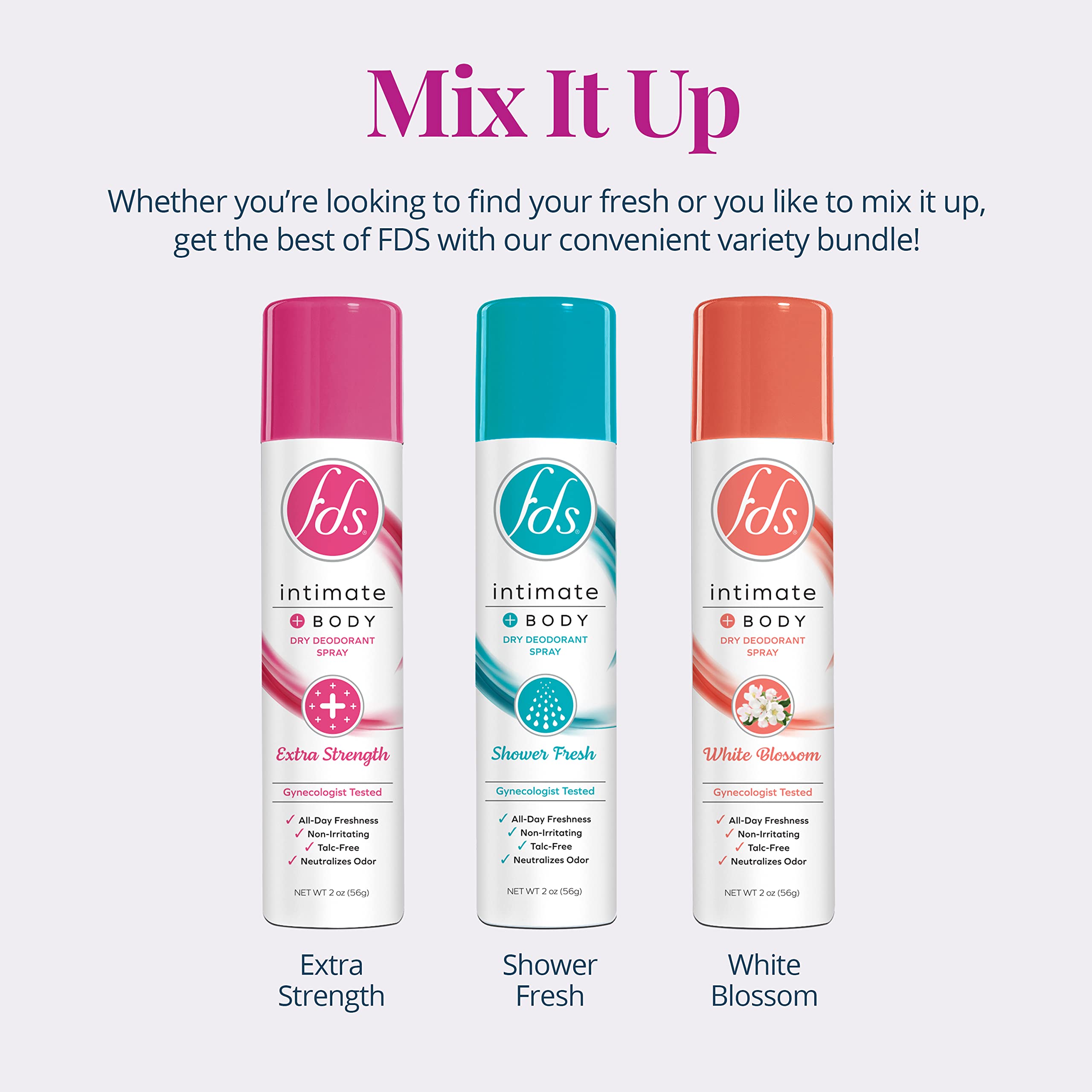 FDS Intimate Deodorant Spray White Blossom bottle with a light fragrance.