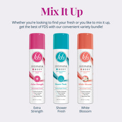 FDS Intimate Deodorant Spray White Blossom bottle with a light fragrance.