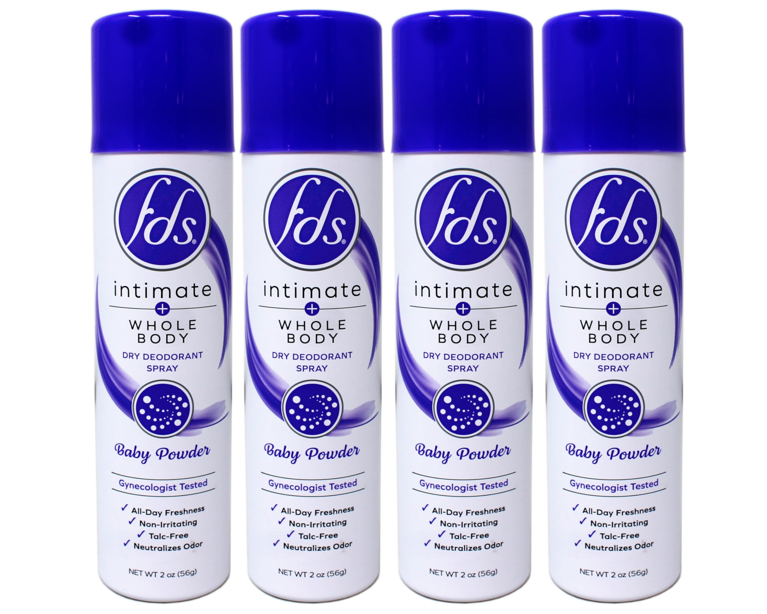 Baby Powder scent badge on FDS bottle signals gentle daily freshness.