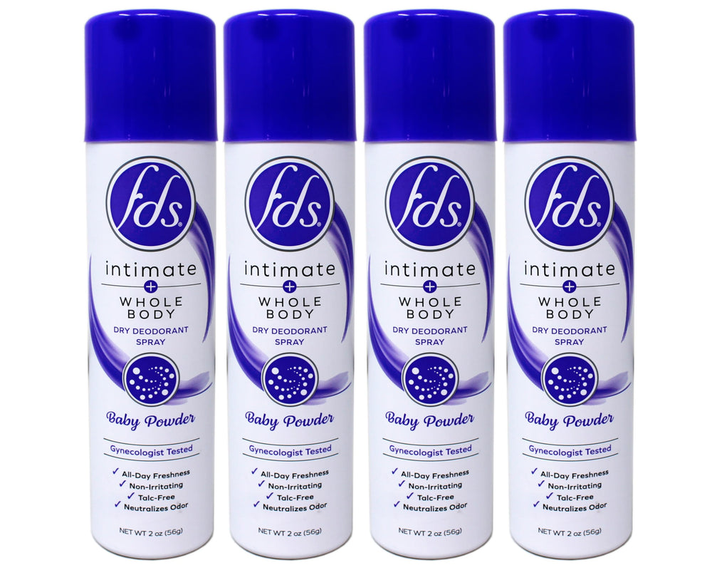 Baby Powder scent badge on FDS bottle signals gentle daily freshness.