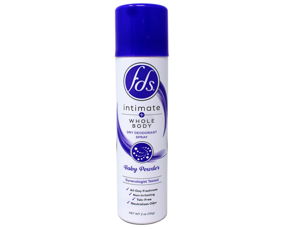 FDS Intimate + Whole Body spray being applied quickly for easy, discreet use anywhere.