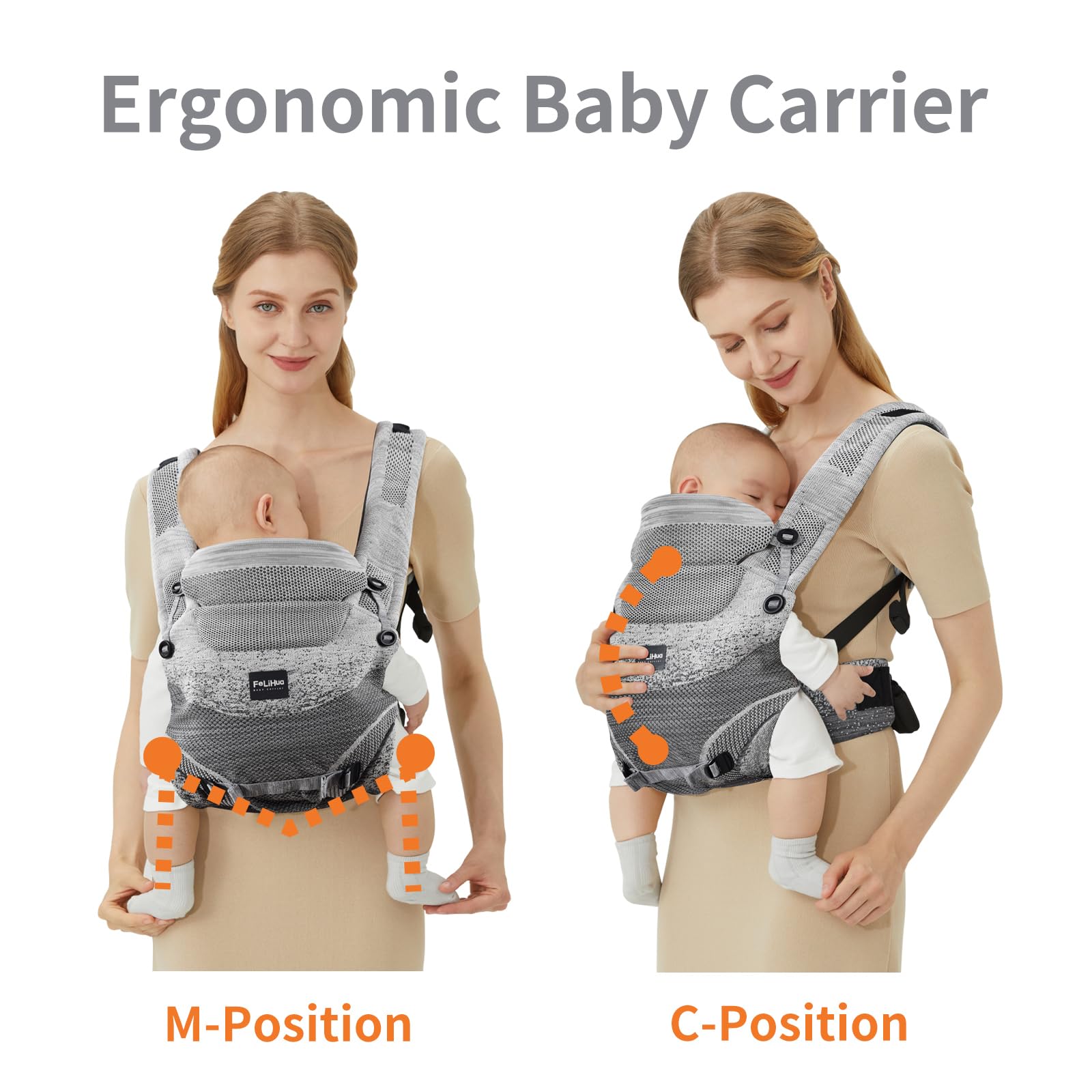 Fe Li Hua 4-in-1 carrier breathable honeycomb fabric in use