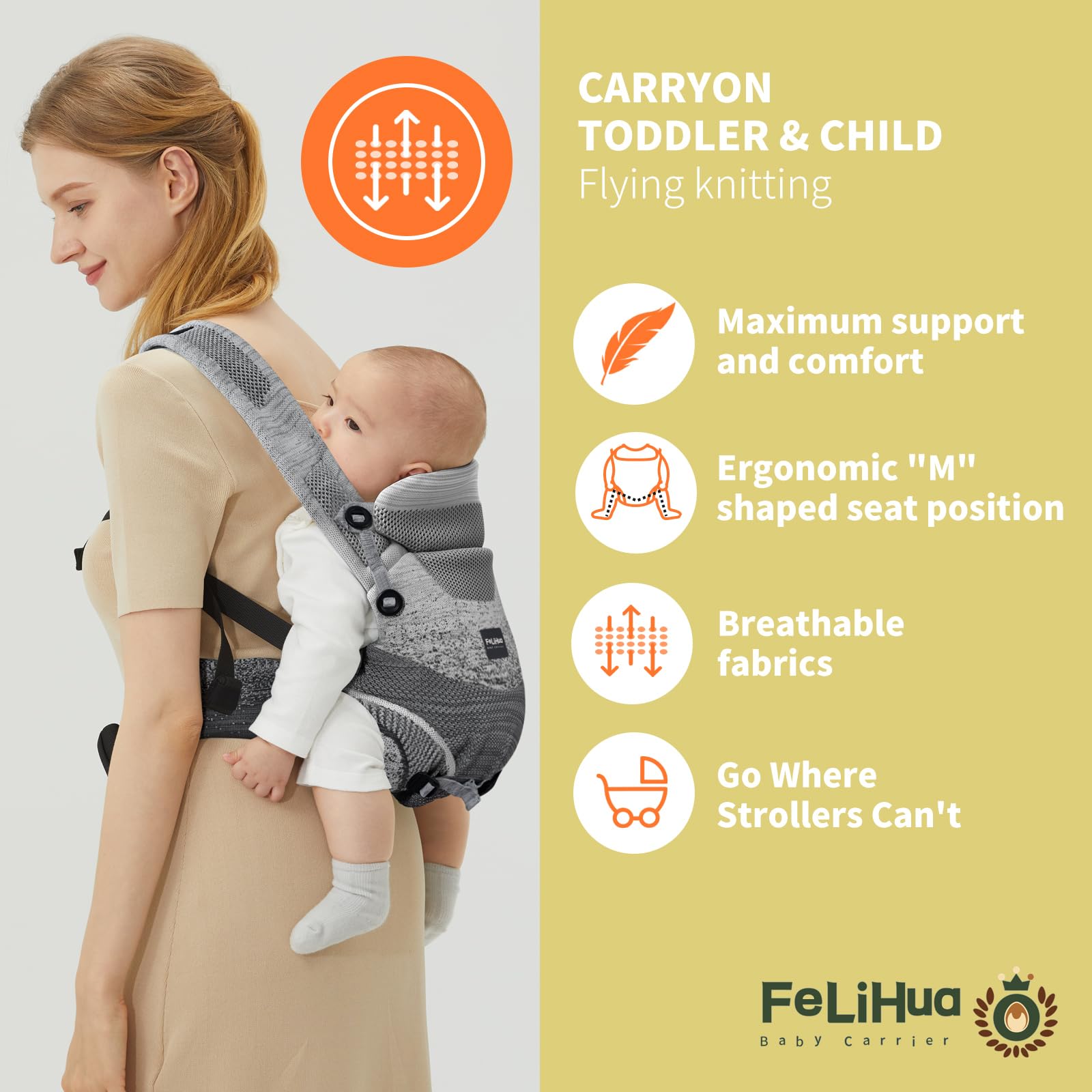 Fe Li Hua 4-in-1 carrier with C-shaped back support
