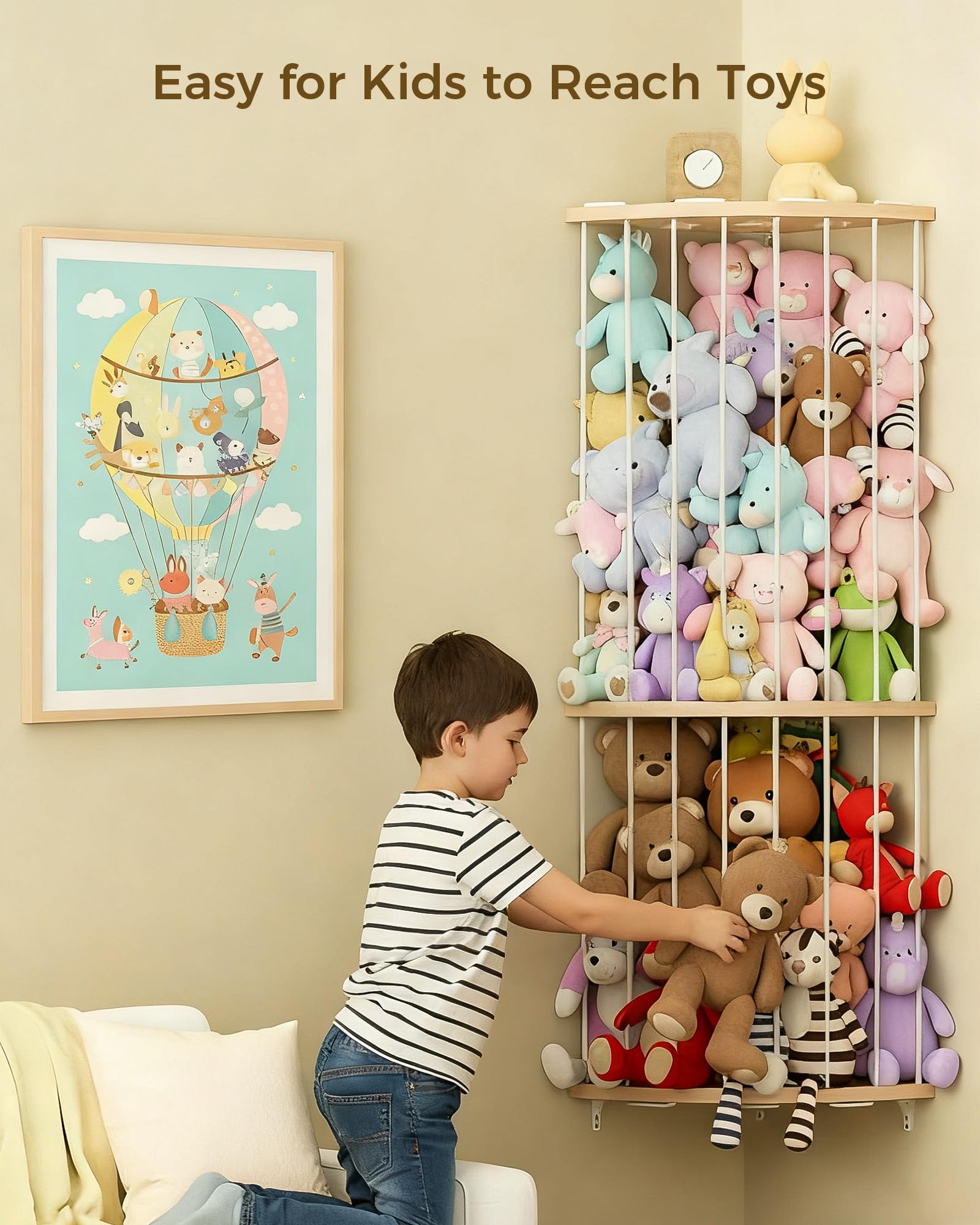 Feagar organized nursery with stylish toy storage enhancing decor