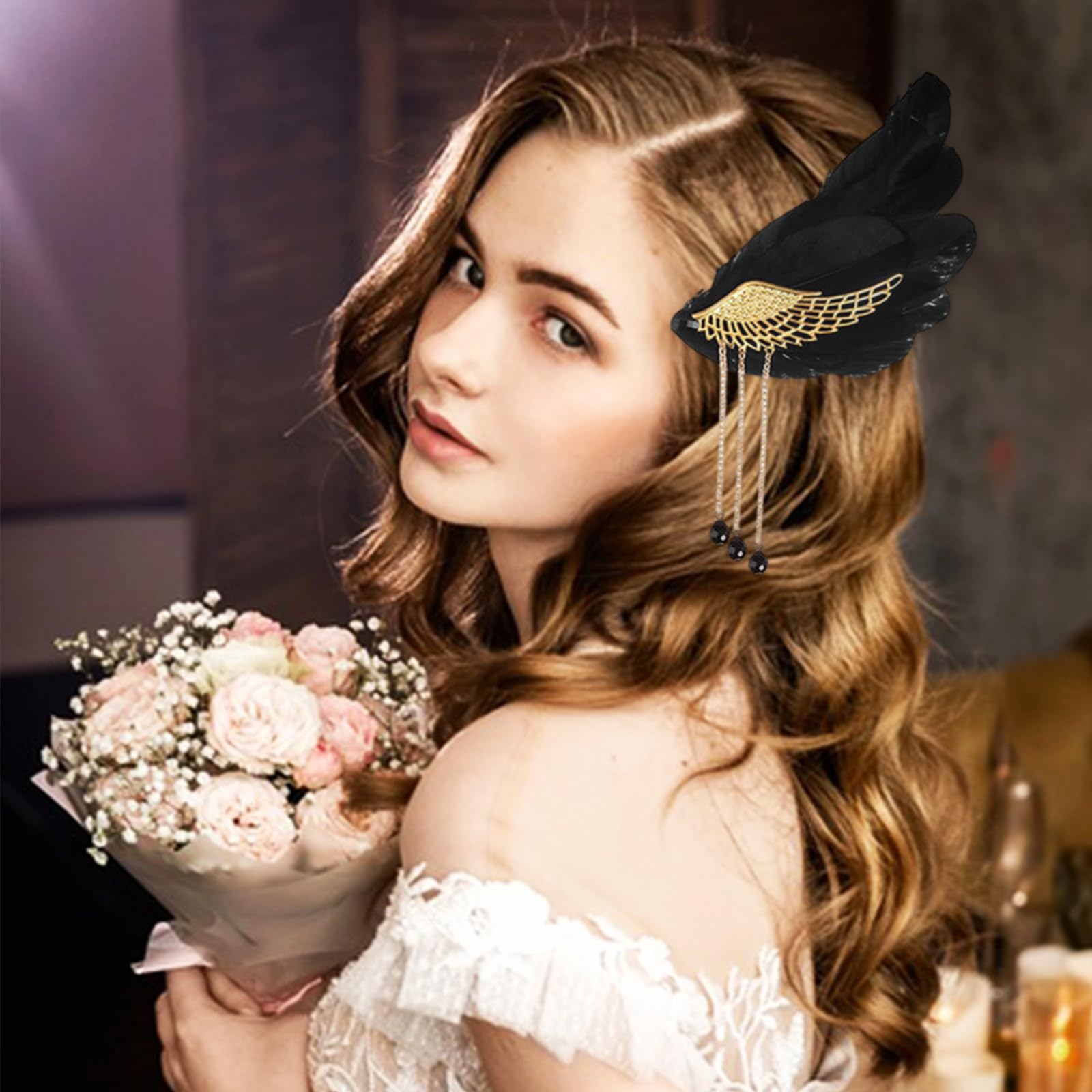 Halloween-inspired feather clip ornament for festive looks