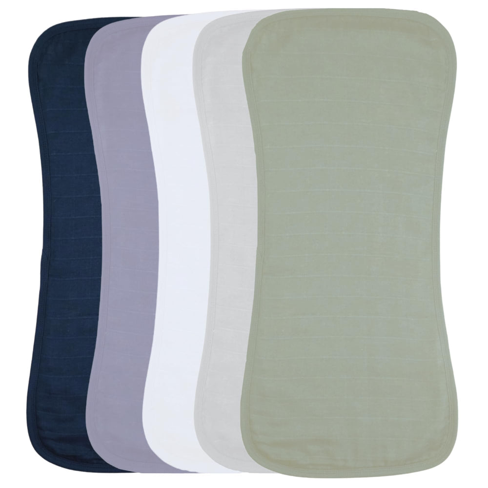 Featherhead burp cloth blue solid 22x11 offers full coverage during feeds.