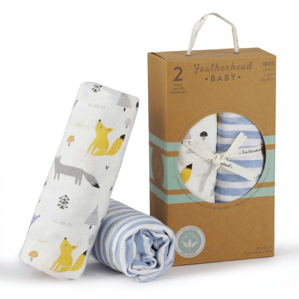 Featherhead nursery designs in prints and solids for versatile theme matching.