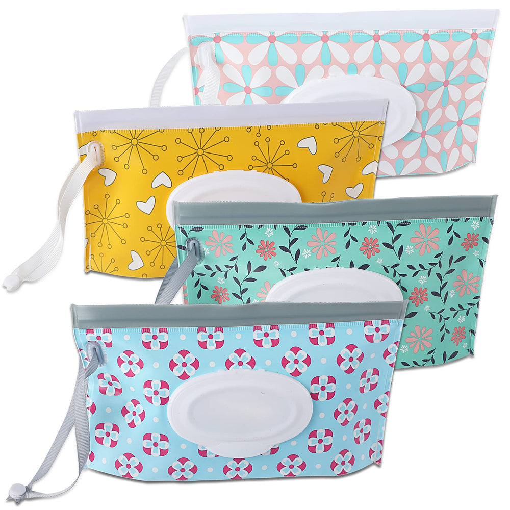 FEBSNOW floral wipe dispenser for on-the-go diaper bag use