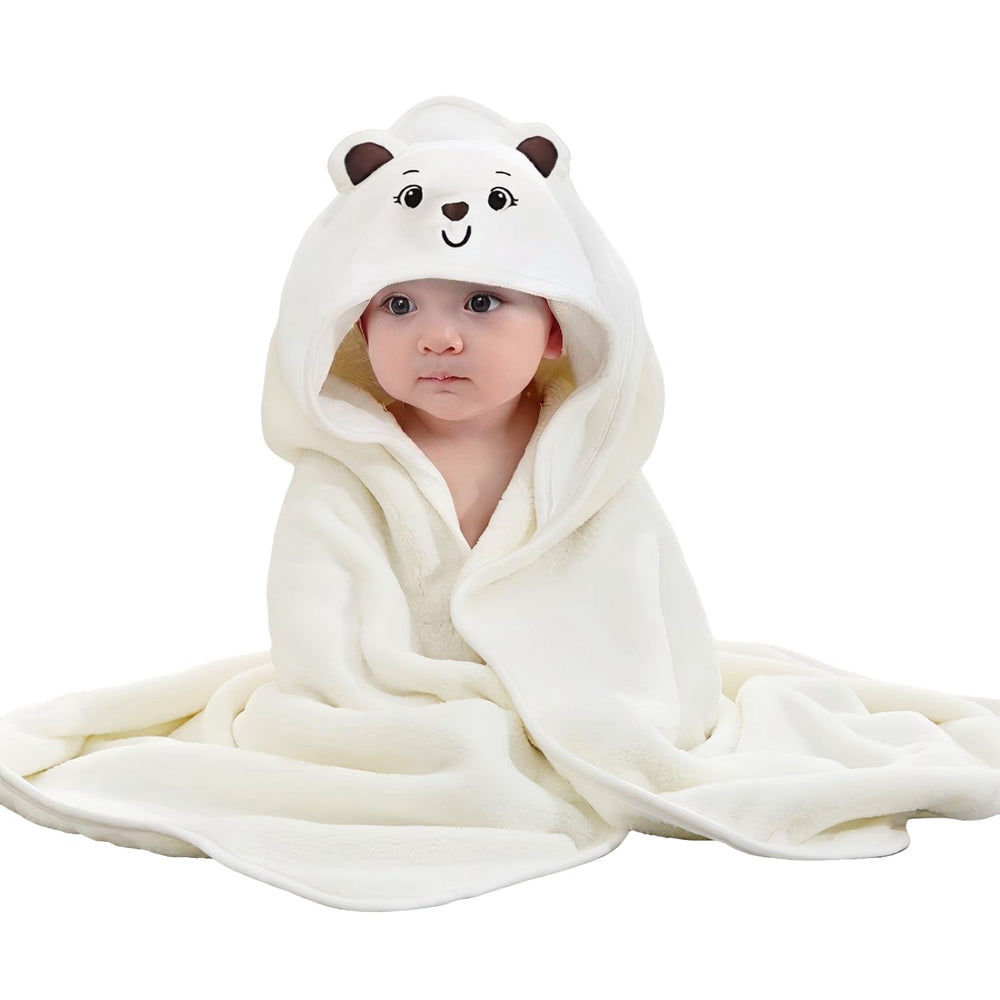Febvao baby hooded towel in 31x31 inch size for newborns and toddlers.