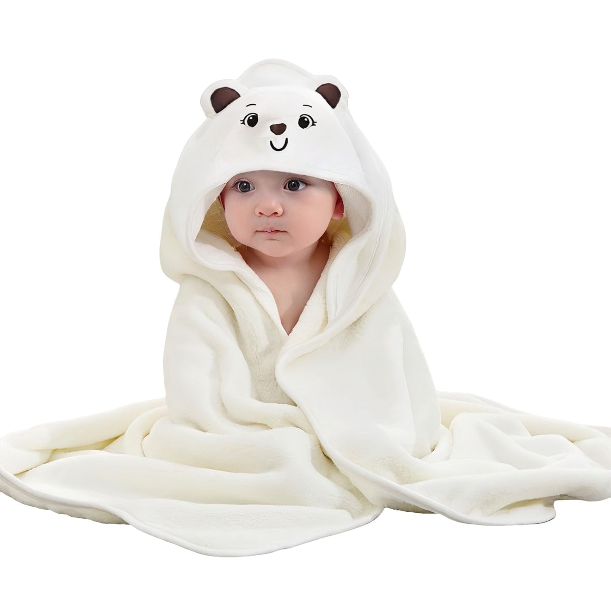 Febvao baby hooded towel in 31x31 inch size for newborns and toddlers.