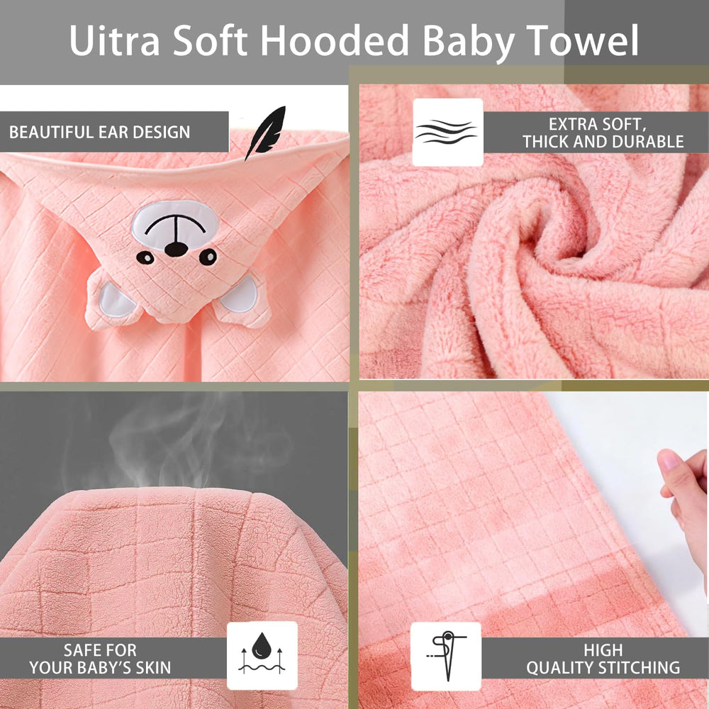 Febvao hooded towel after-bath wrap demonstrates easy, cozy drying for infants