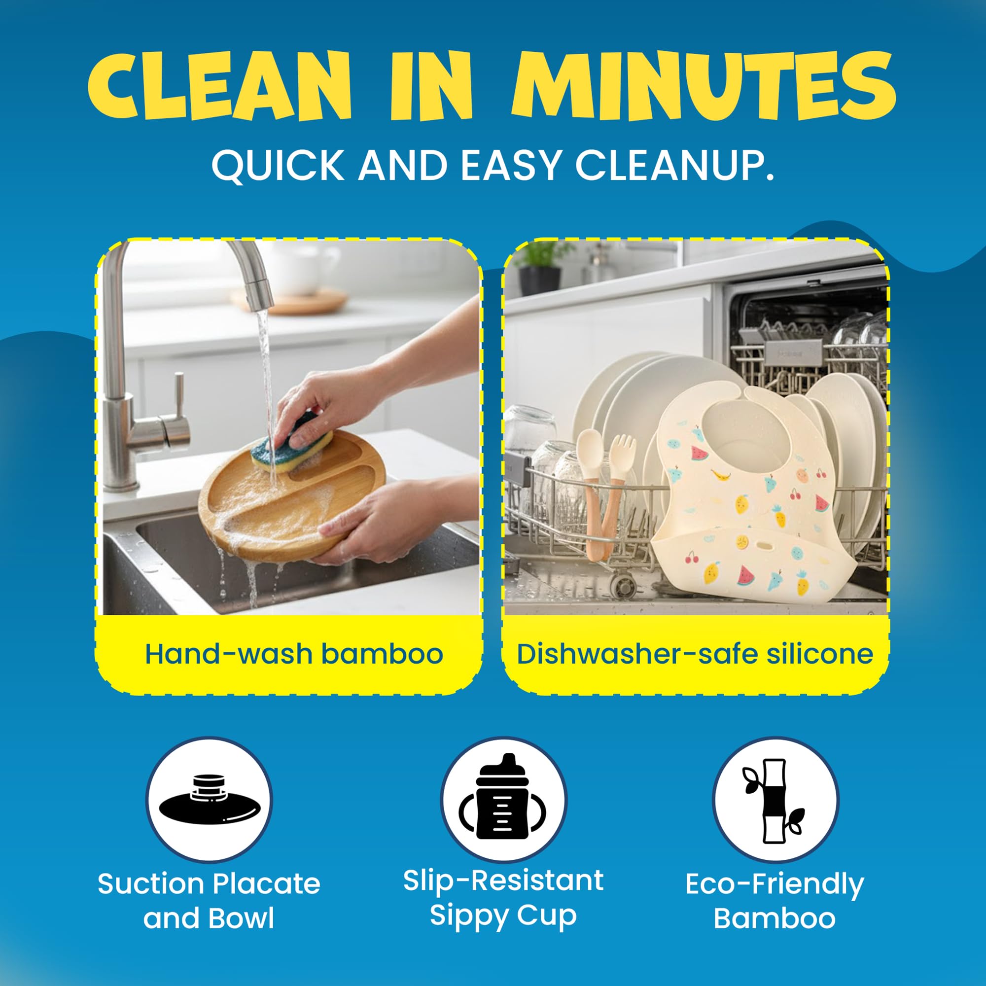 Feed Me Fun plate mat keeps mealtime area tidy under highchairs.