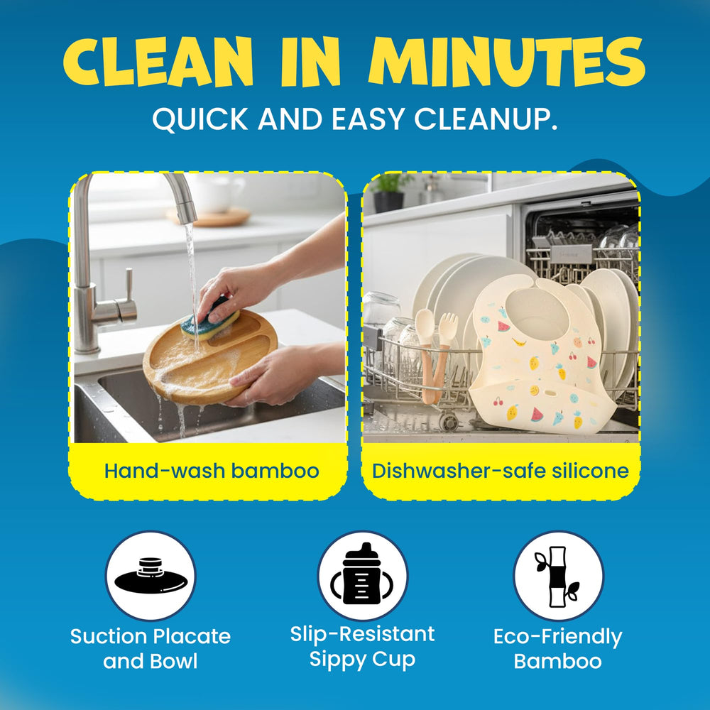 Feed Me Fun plate mat keeps mealtime area tidy under highchairs.