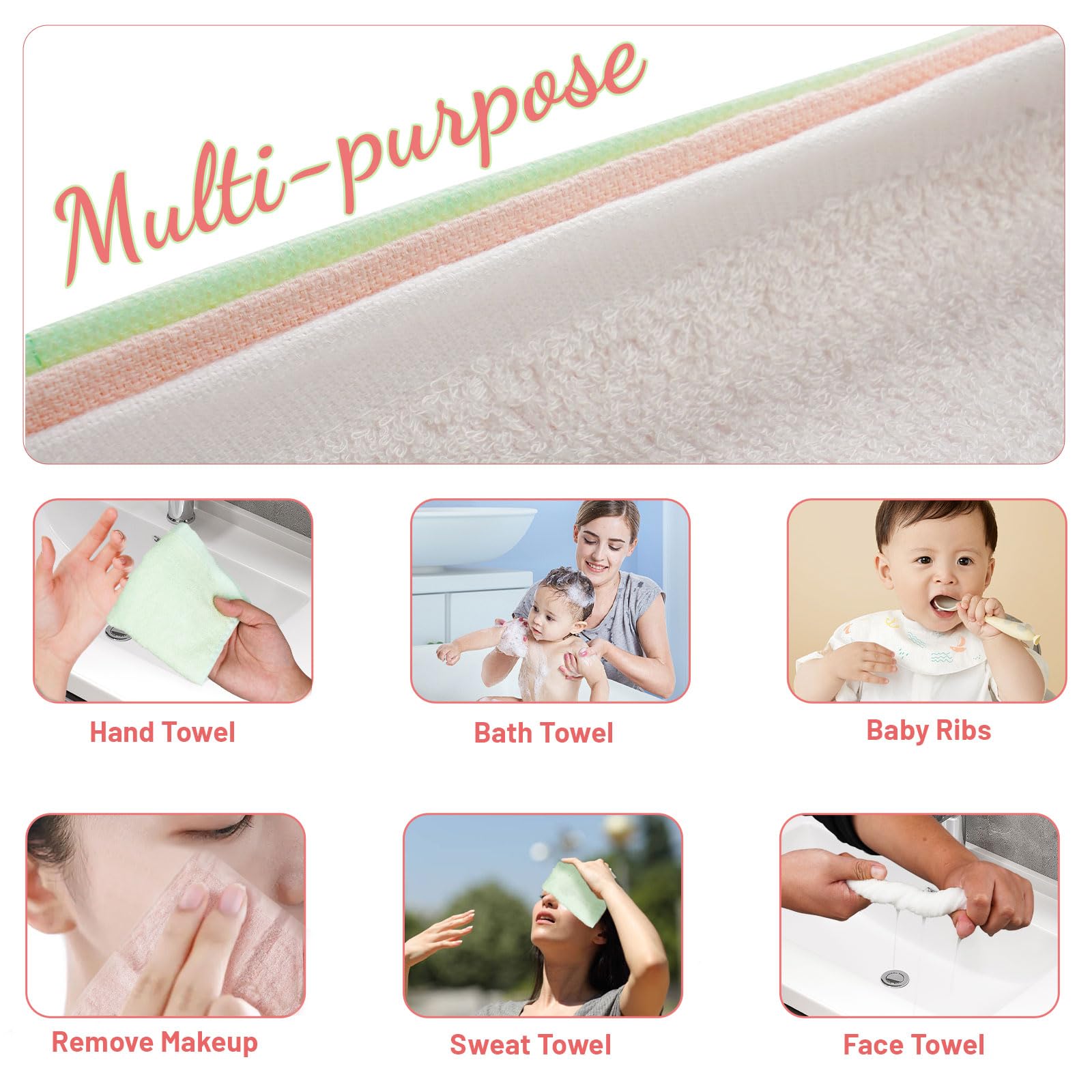 Feibi baby washcloths 10x10 inch size offering larger wiping area