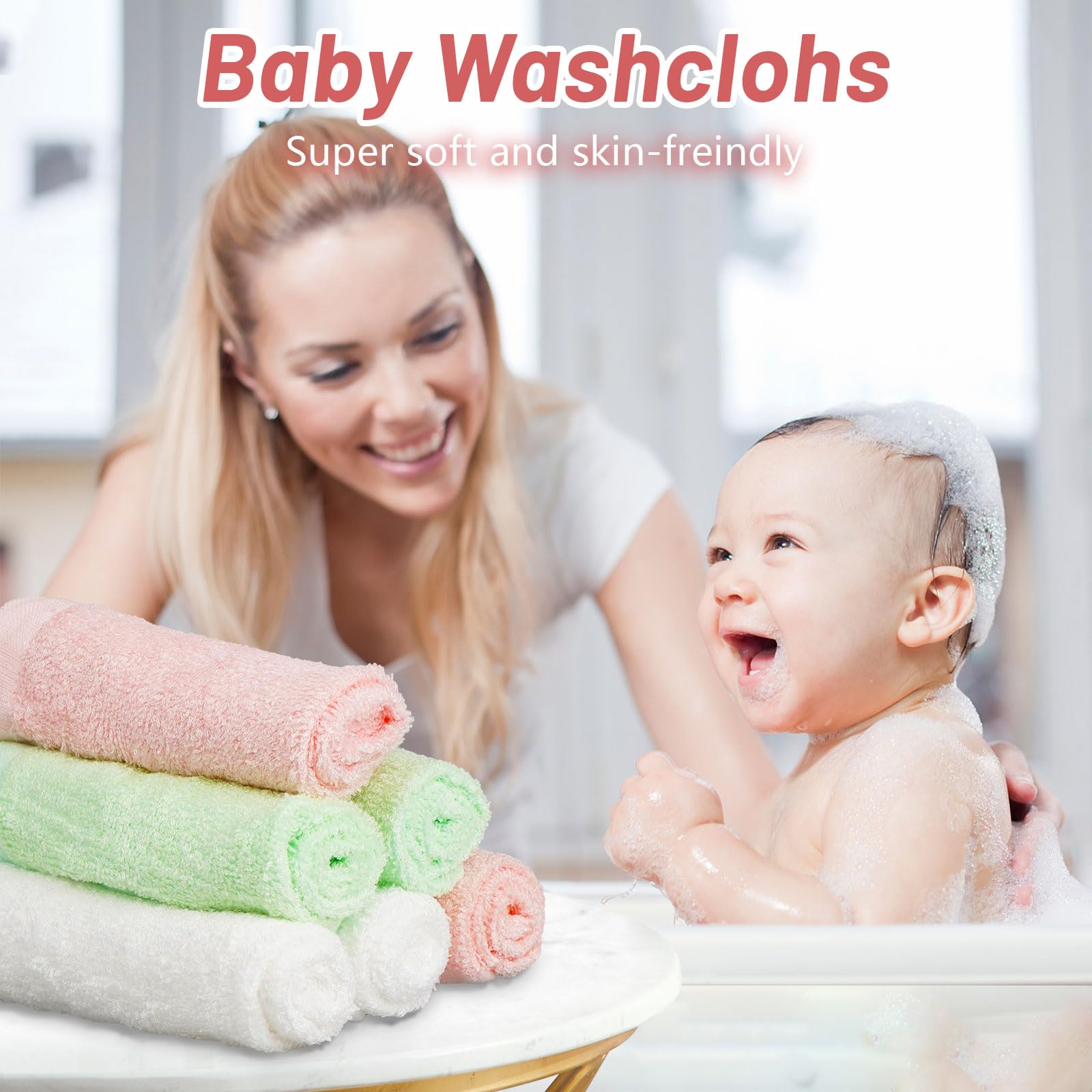 Feibi baby washcloths multicolor pack with cheerful hues for family use