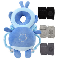 Feidoog baby head protector backpack in dark blue keeps little heads safe during crawling