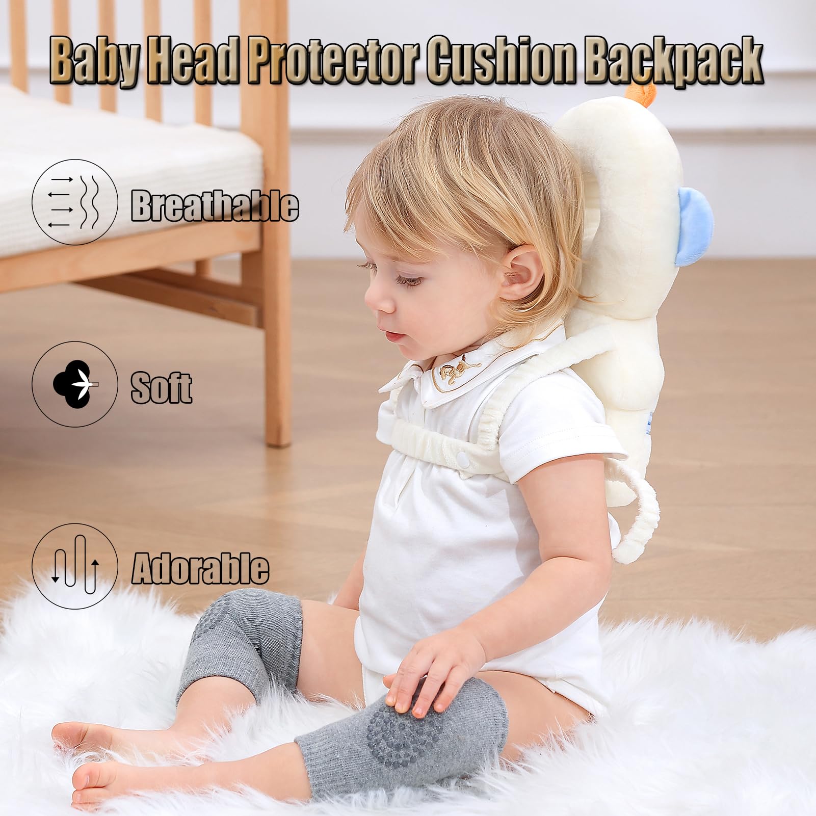 Feidoog knee pads close-up showing soft padding for crawling comfort and protection.