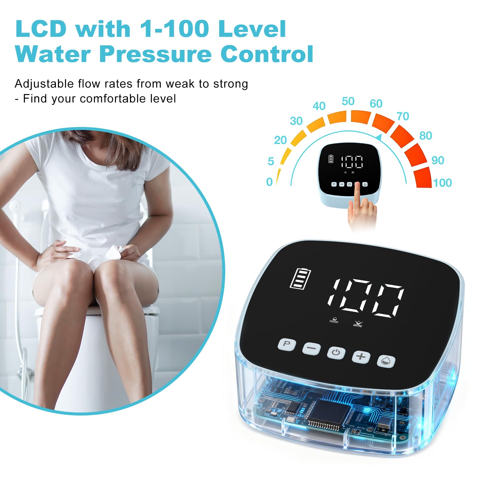 Feiorn Electric Enema Kit connected to external container ensures steady water flow for ease.