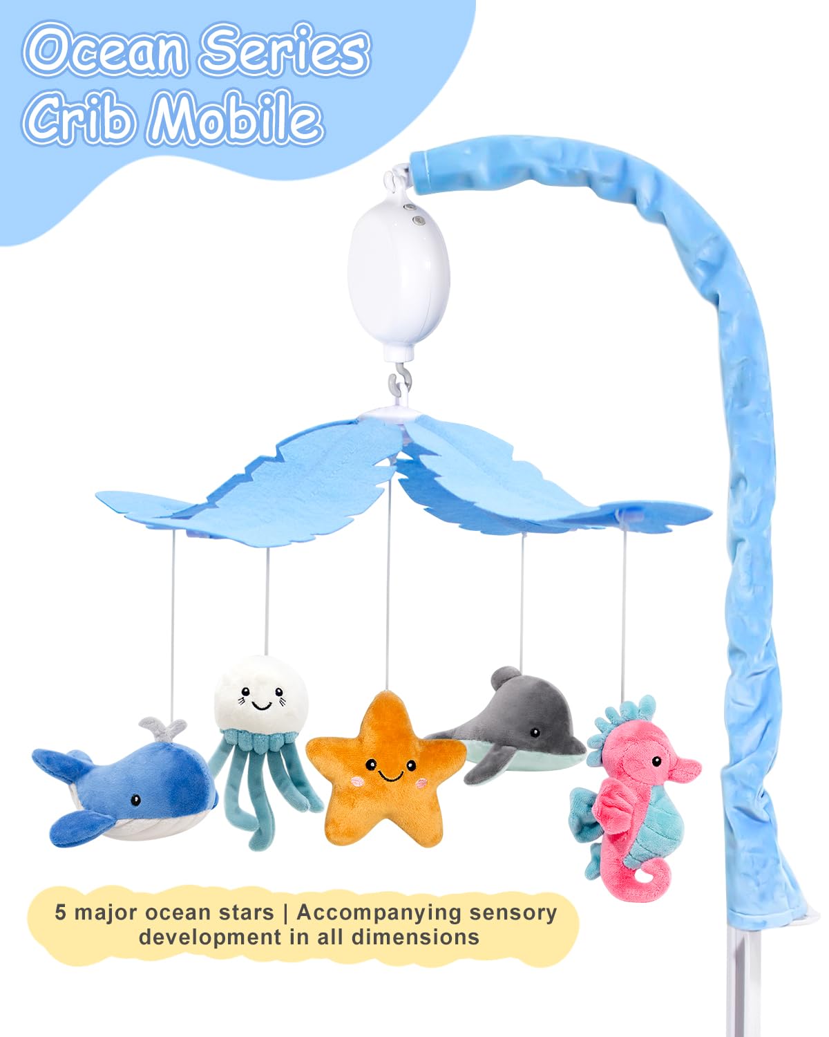 FEISIKE crib mobile offers 3 rotation modes for music, movement, or both.