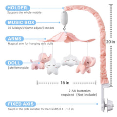 FEISIKE knob-installation crib mobile fits cribs 0.1–1.8 inches for easy setup