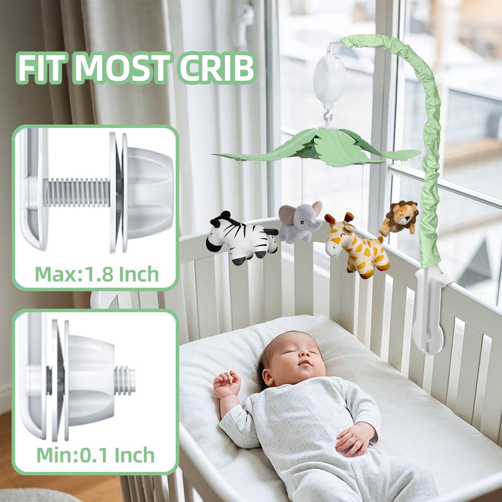 FEISIKE Jungle Safari Baby Crib Mobile cotton cover — soft touch for sensory comfort.