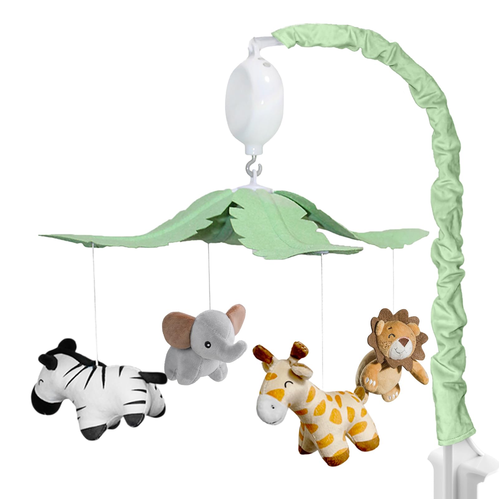 FEISIKE Jungle Safari Baby Crib Mobile elephant — gentle rotation aids visual tracking.