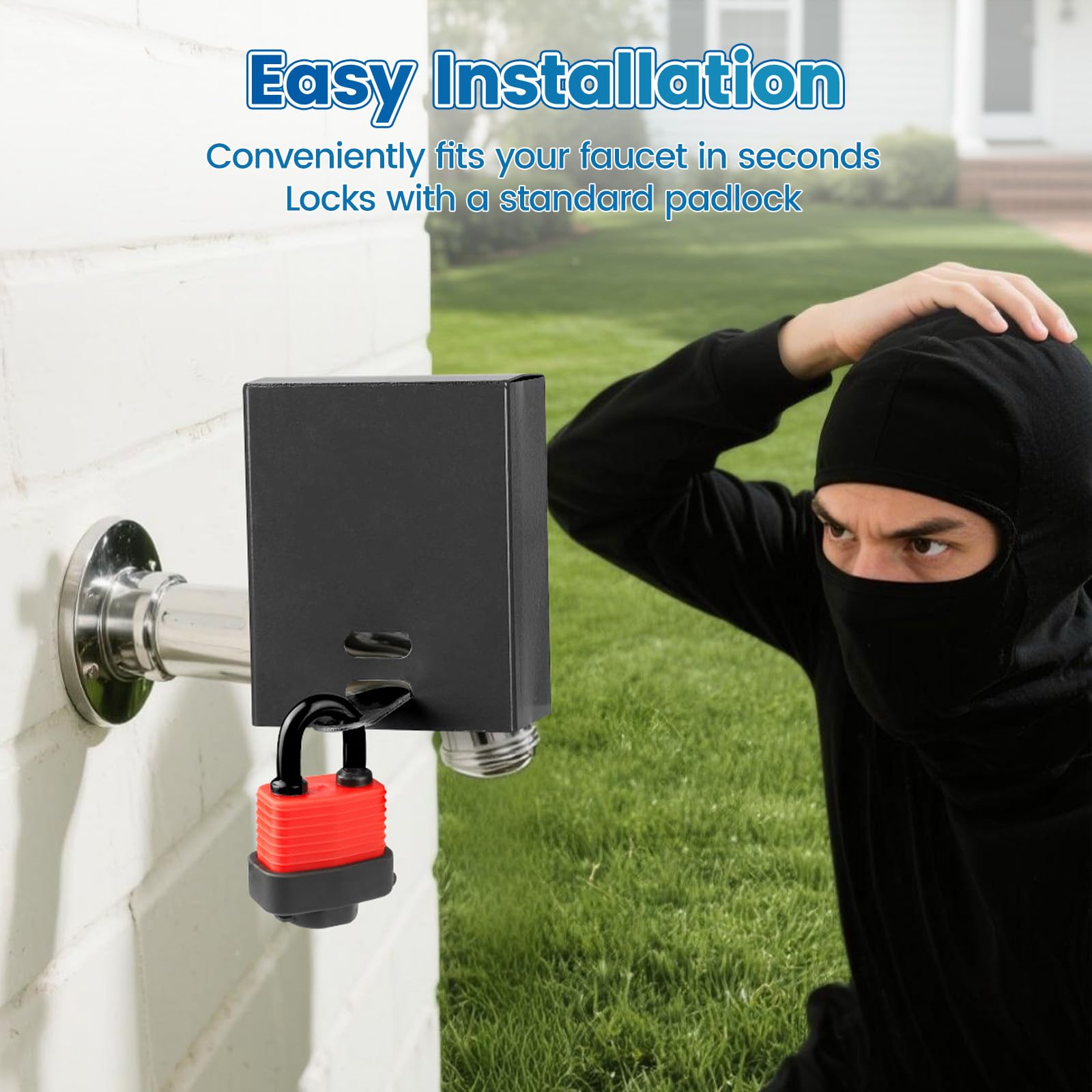 FeiTFX anti-theft faucet lock protects water use on rental sites.