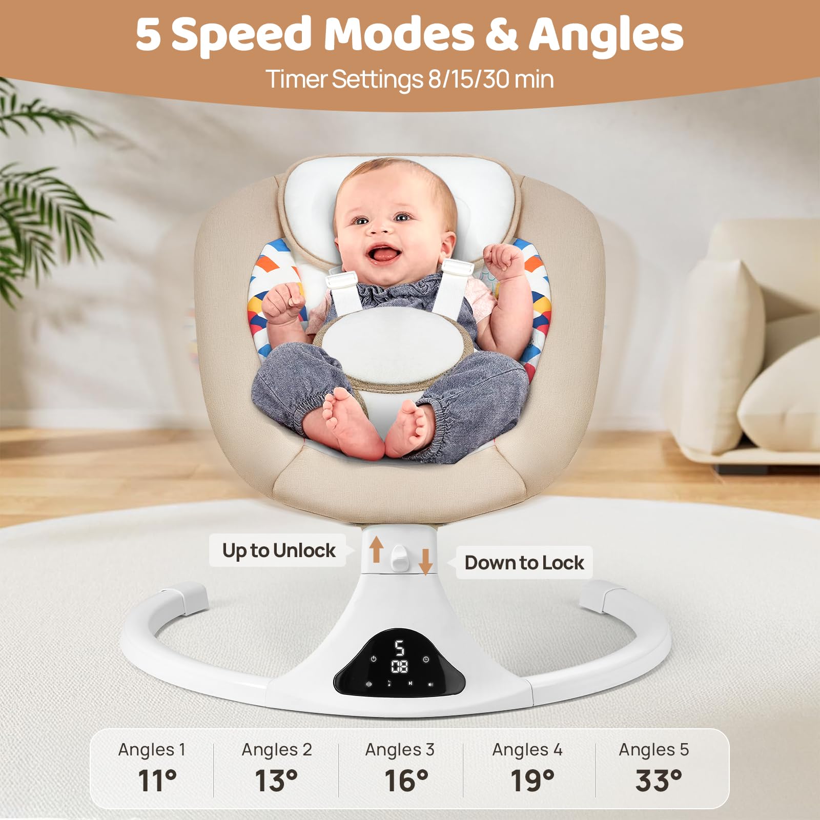 Feitiong infant swing includes adapter and USB cord for versatile power.