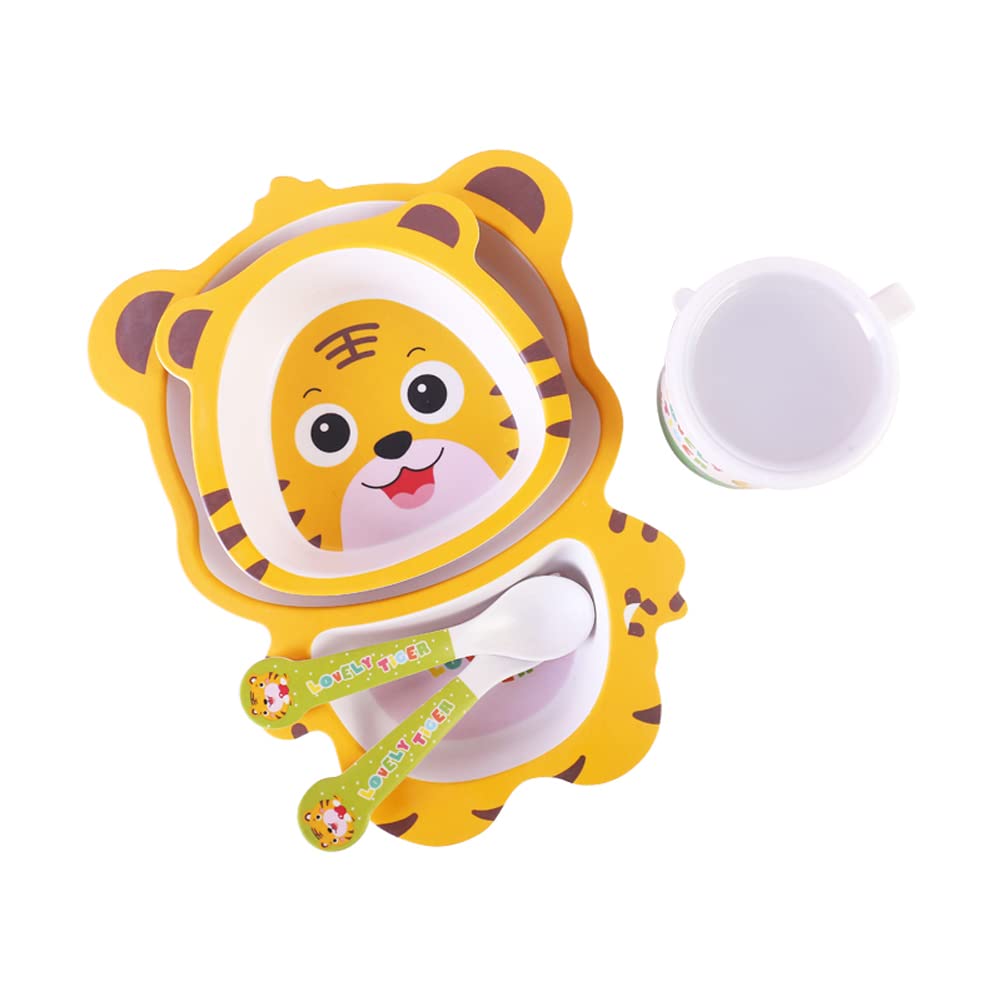 Fekdod bamboo kids dinnerware divided plate aids portion control for kids