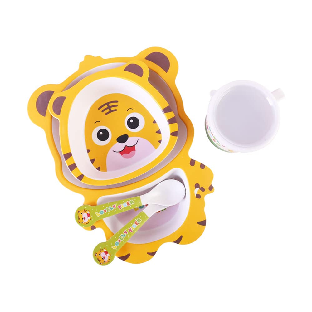 Fekdod bamboo kids dinnerware divided plate aids portion control for kids