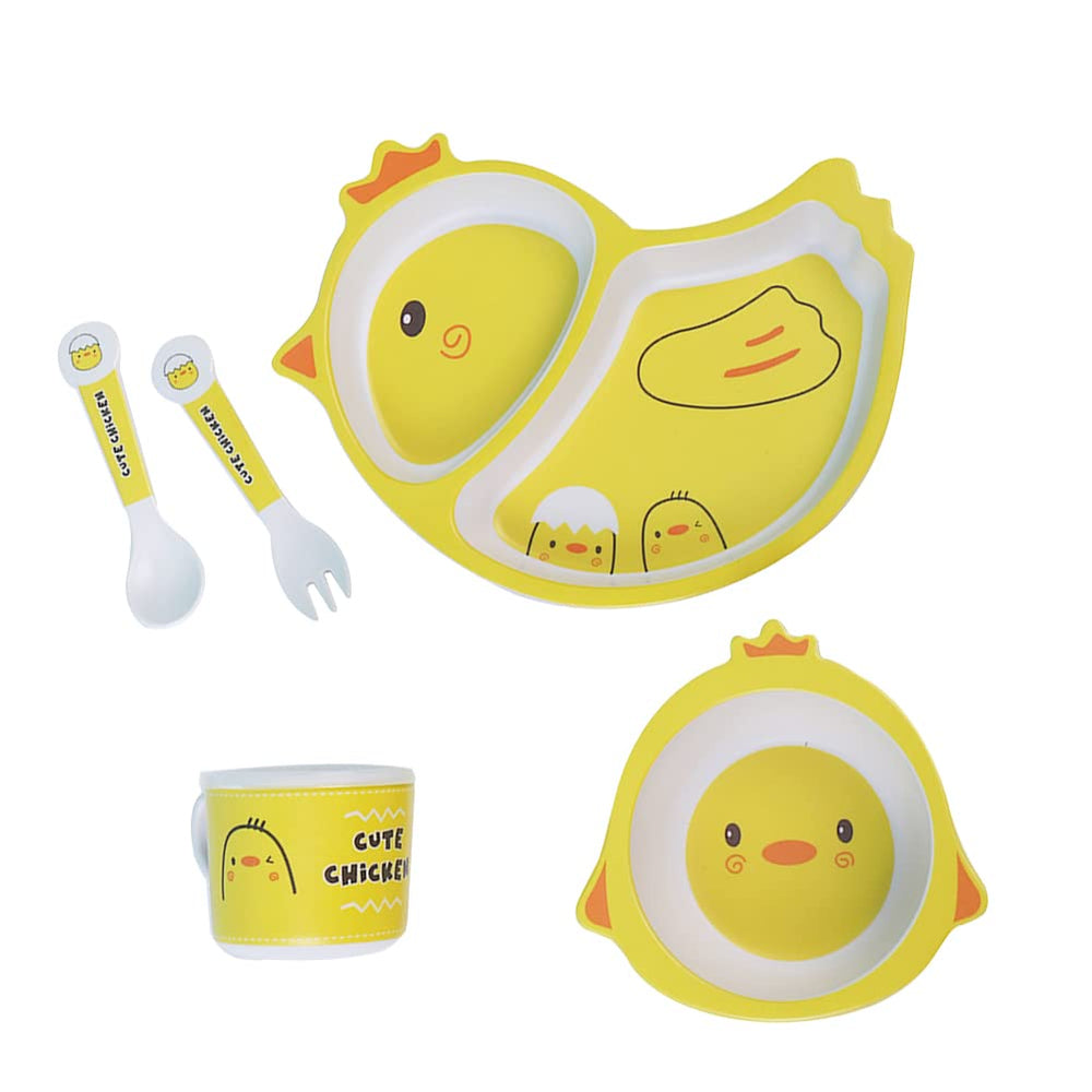 Fekdod bamboo plate for kids with playful animal design promotes independent eating.