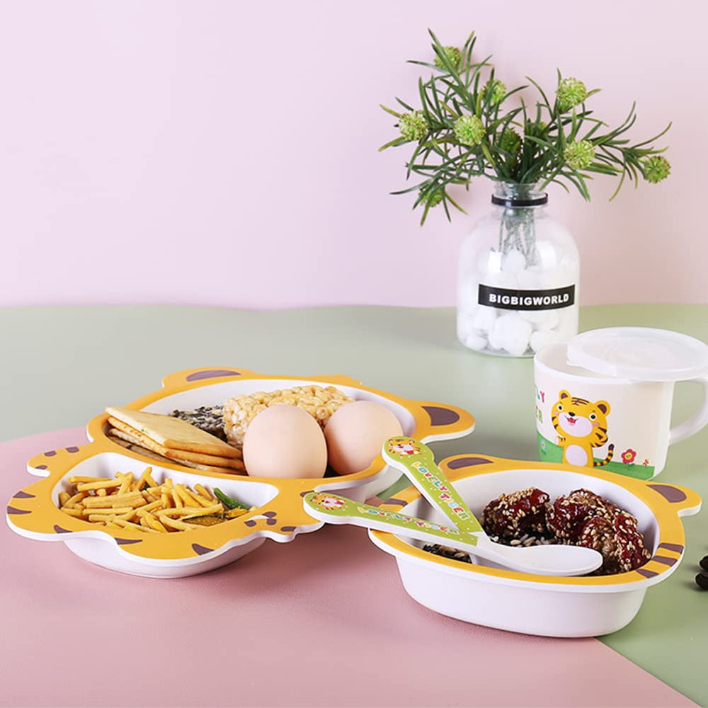Fekdod bamboo kids dinnerware utensils set fork and spoon for comfortable grip