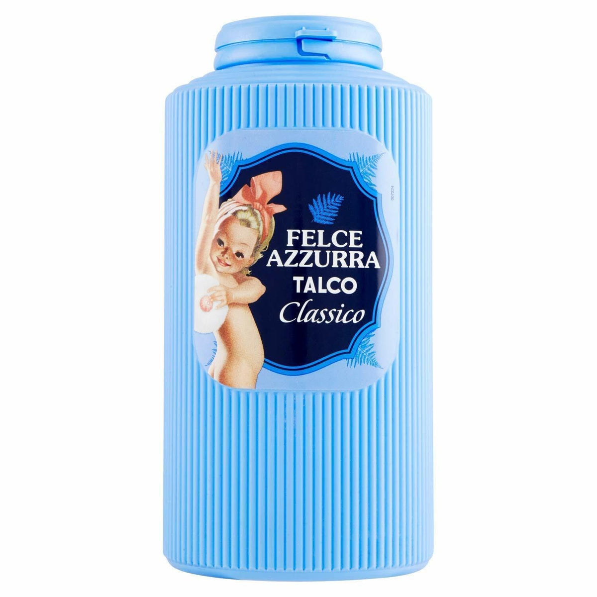 Felce Azzurra talc Classico bottle for timeless fragrance and gentle skin care.